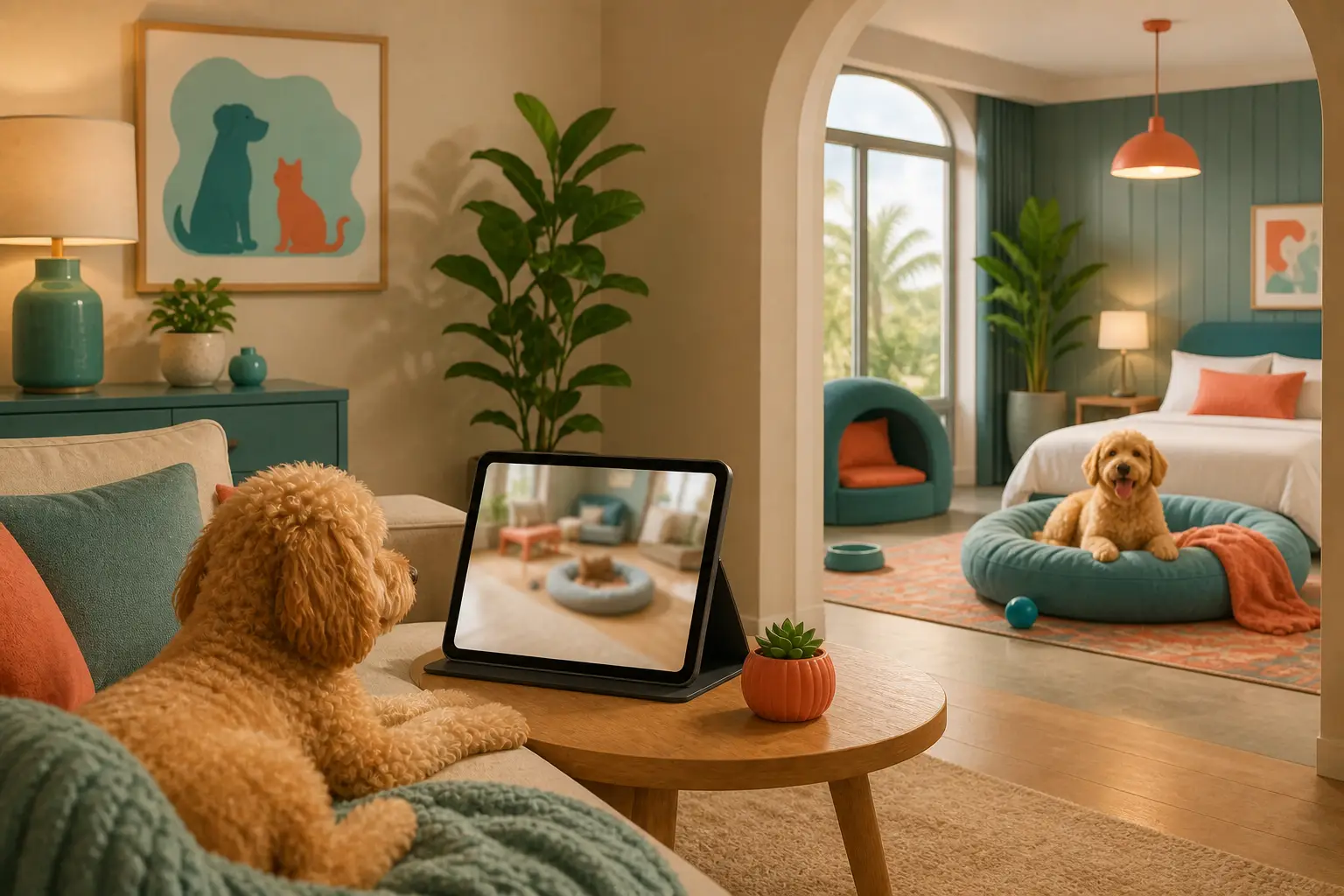 Capa: câmera em casa vs hotel pet